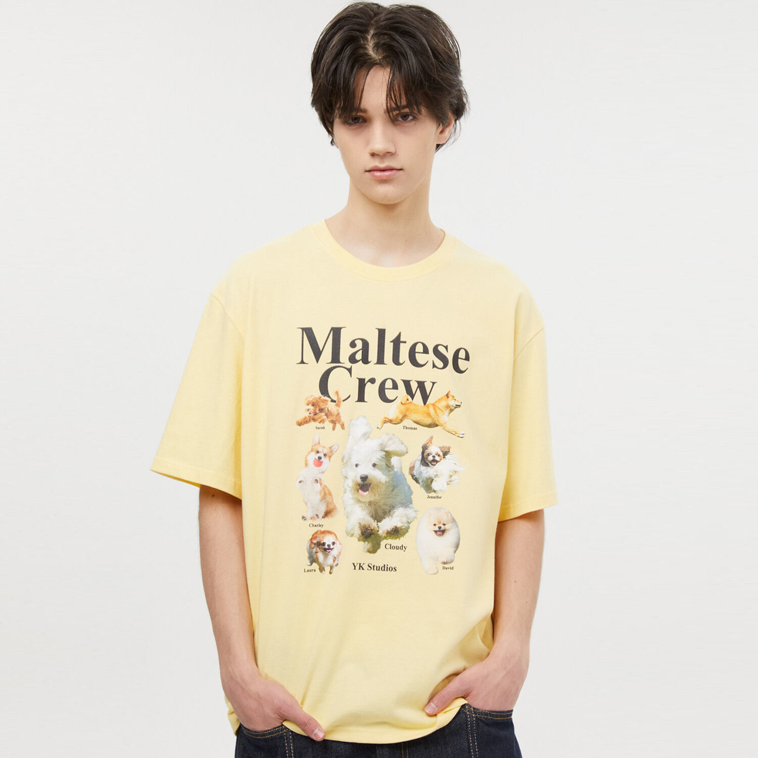 韓國WAIKEI - Maltese Crew Short Sleeve T-shirt Light Yellow