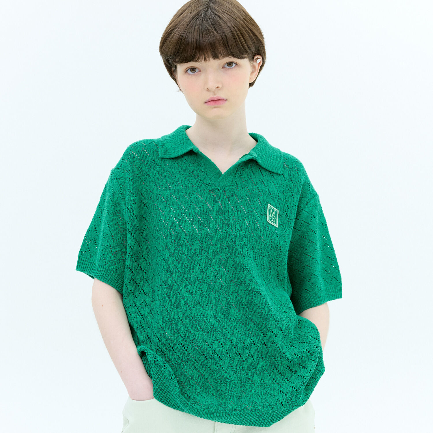 韓國WAIKEI -  Skasi Kara Short Sleeve Knit Green
