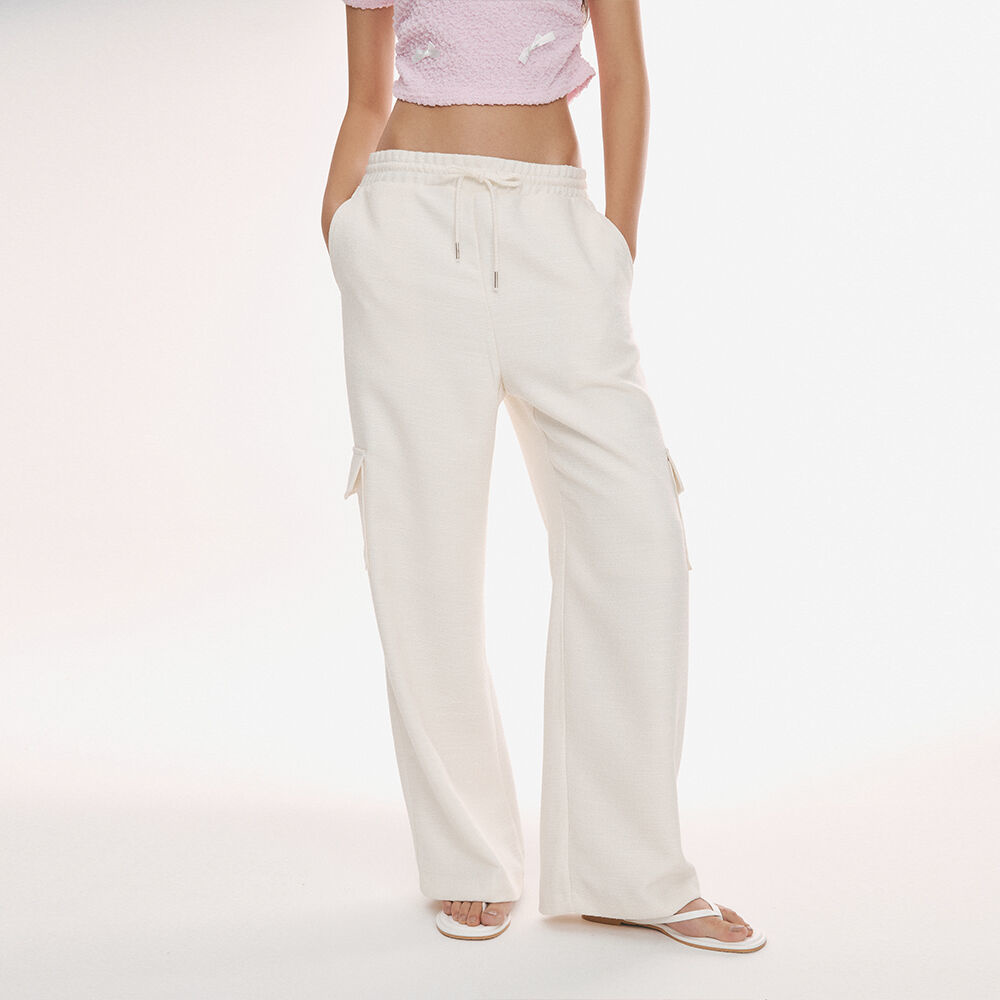 韓國NOIRNINE - Tweed Wide Cargo Pants [IVORY]