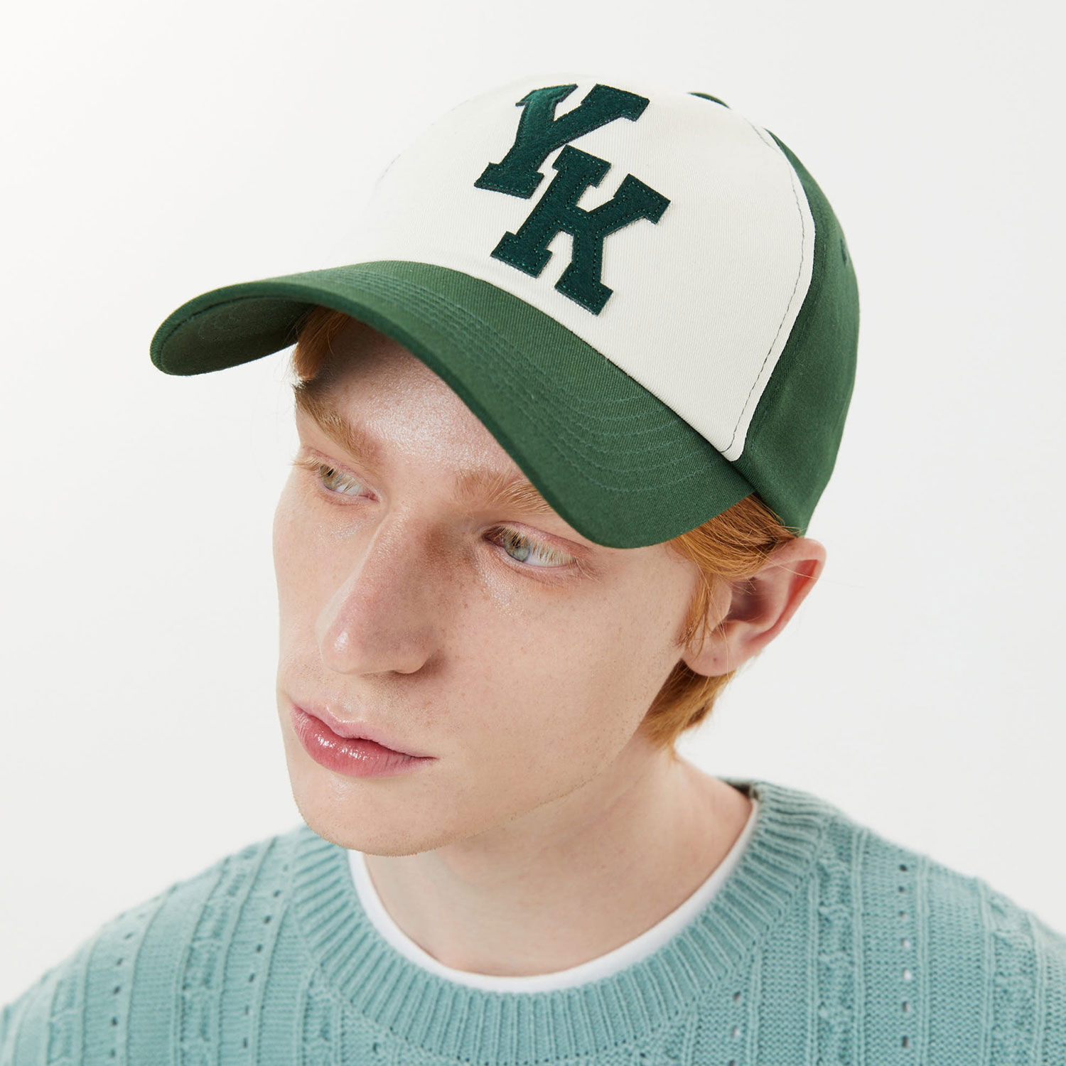 韓國WAIKEI  - YK Applique Two-tone Ball Cap Green