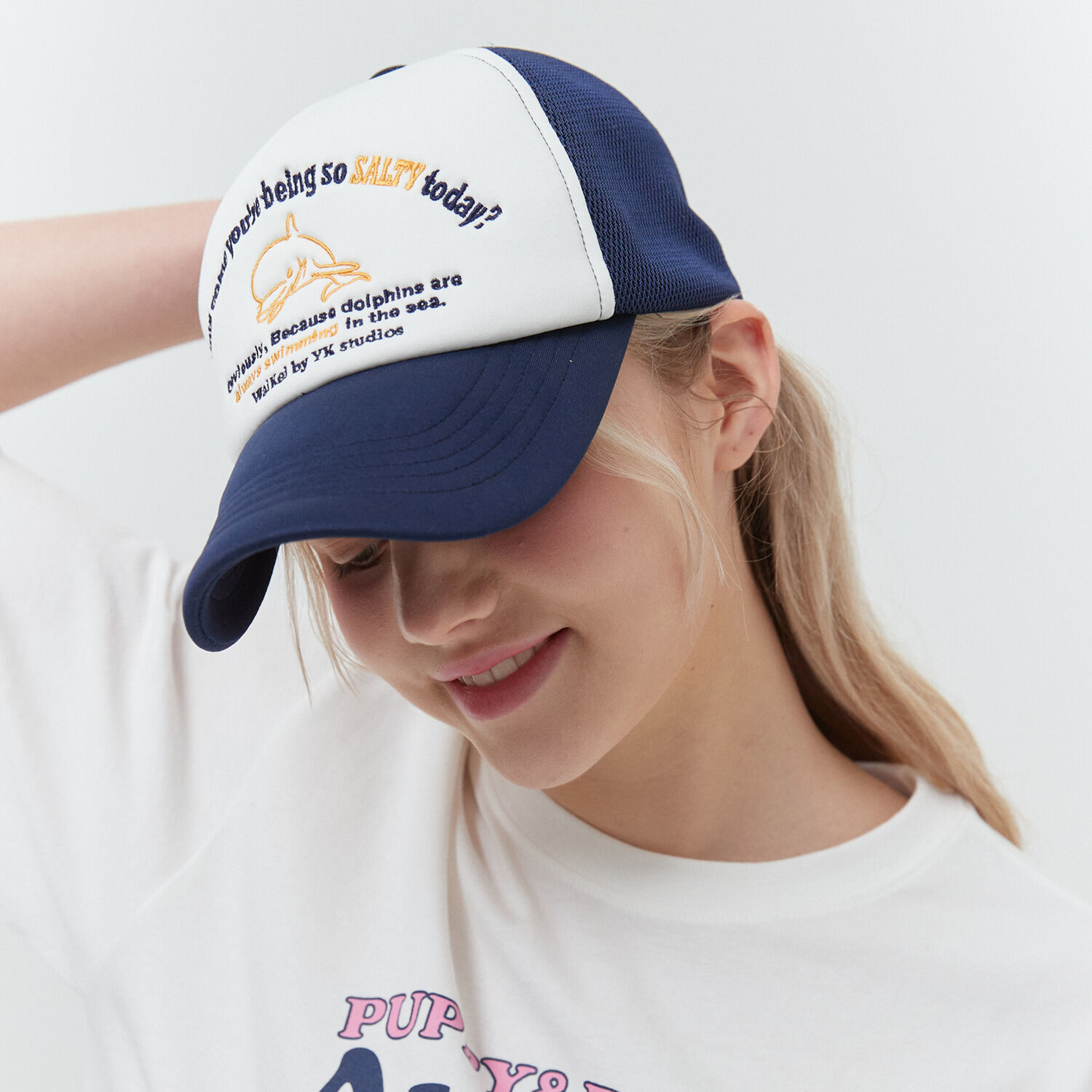 韓國WAIKEI - Puppy Dolphin Mesh Cap Navy 