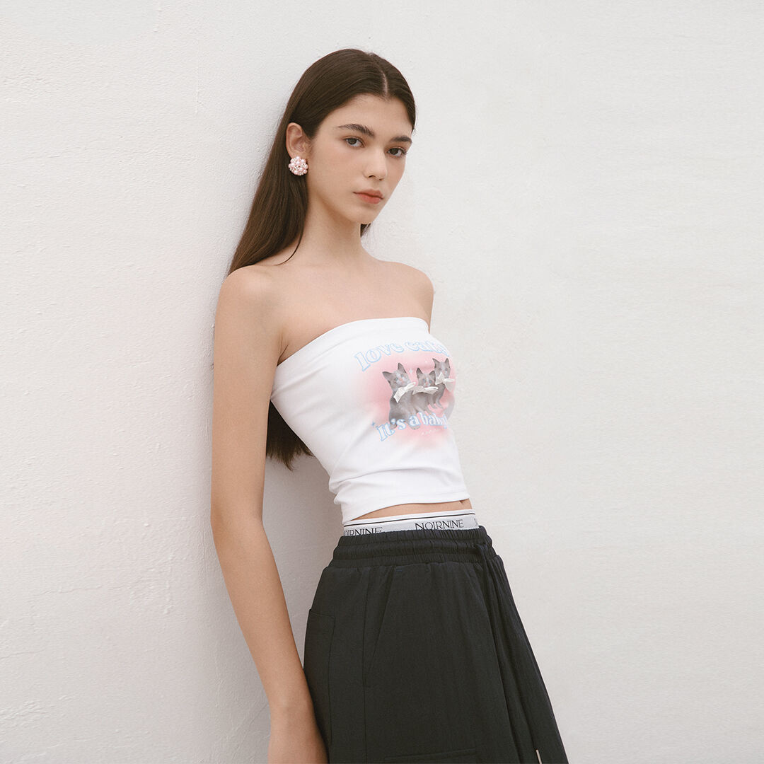 韓國NOIRNINE - Love Cats Tube Top [IVORY] 