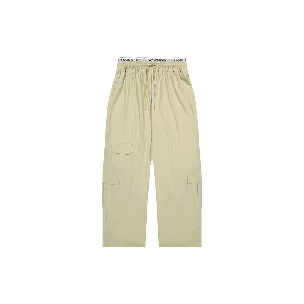 韓國NOIRNINE - UNISEX Logo Banding Wide Cargo Pants [KHAKI]