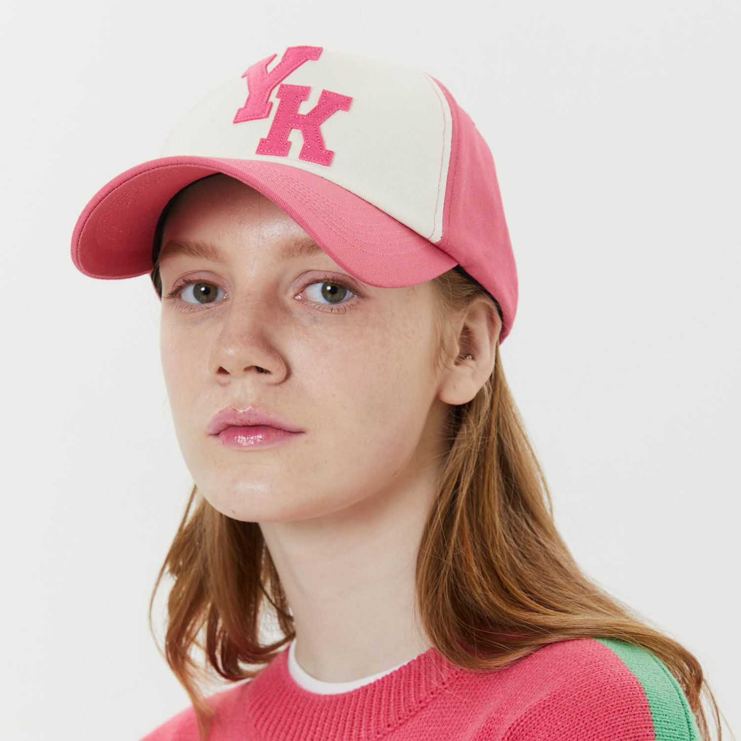 韓國WAIKEI  - YK Applique Two-tone Ball Cap Pink