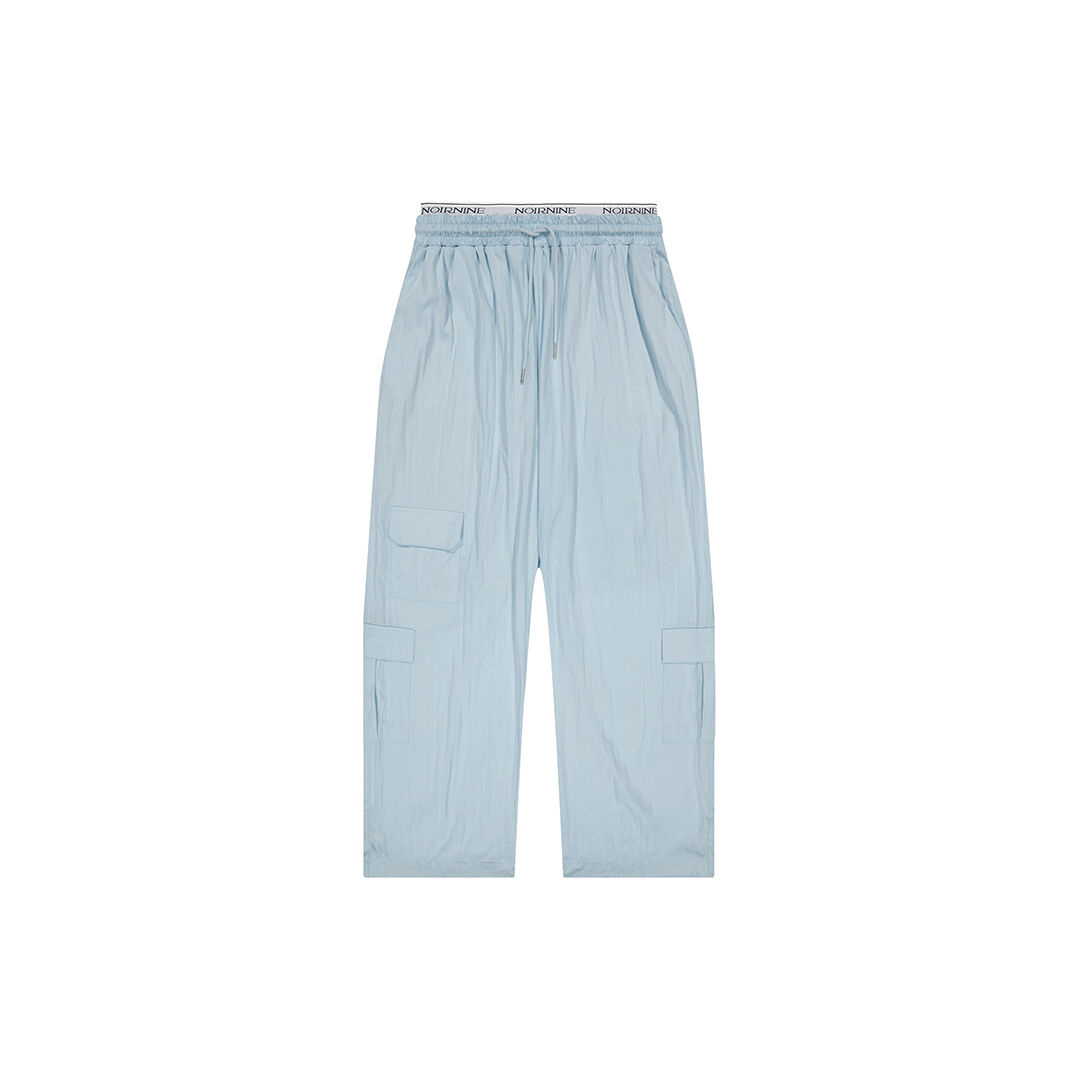 韓國NOIRNINE - UNISEX Logo Banding Wide Cargo Pants [SKY BLUE] 