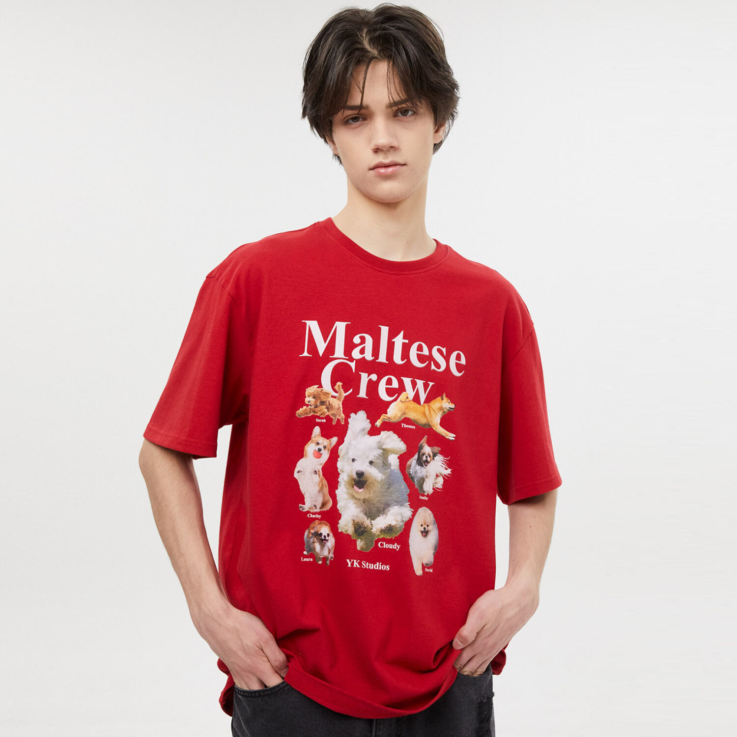 韓國WAIKEI - Maltese Crew Short Sleeve T-shirt Red