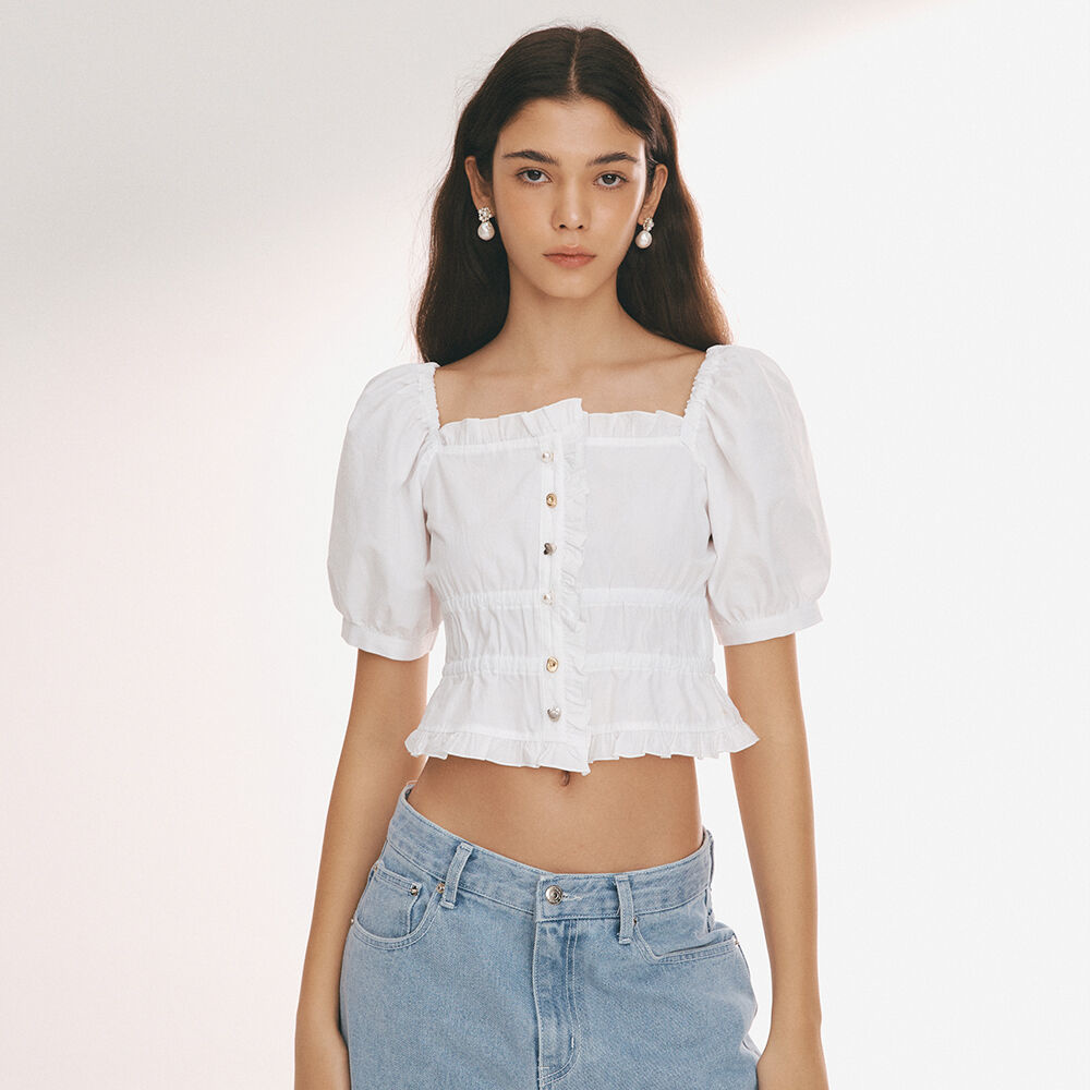 韓國NOIRNINE - Punching Lace Blouse [WHITE]