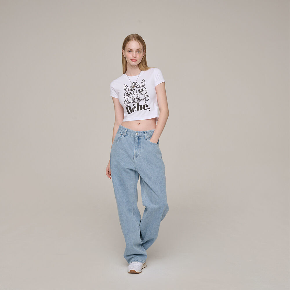 韓國NOIRNINE - Bébé Rabbit Crop T-shirts [WHITE] 