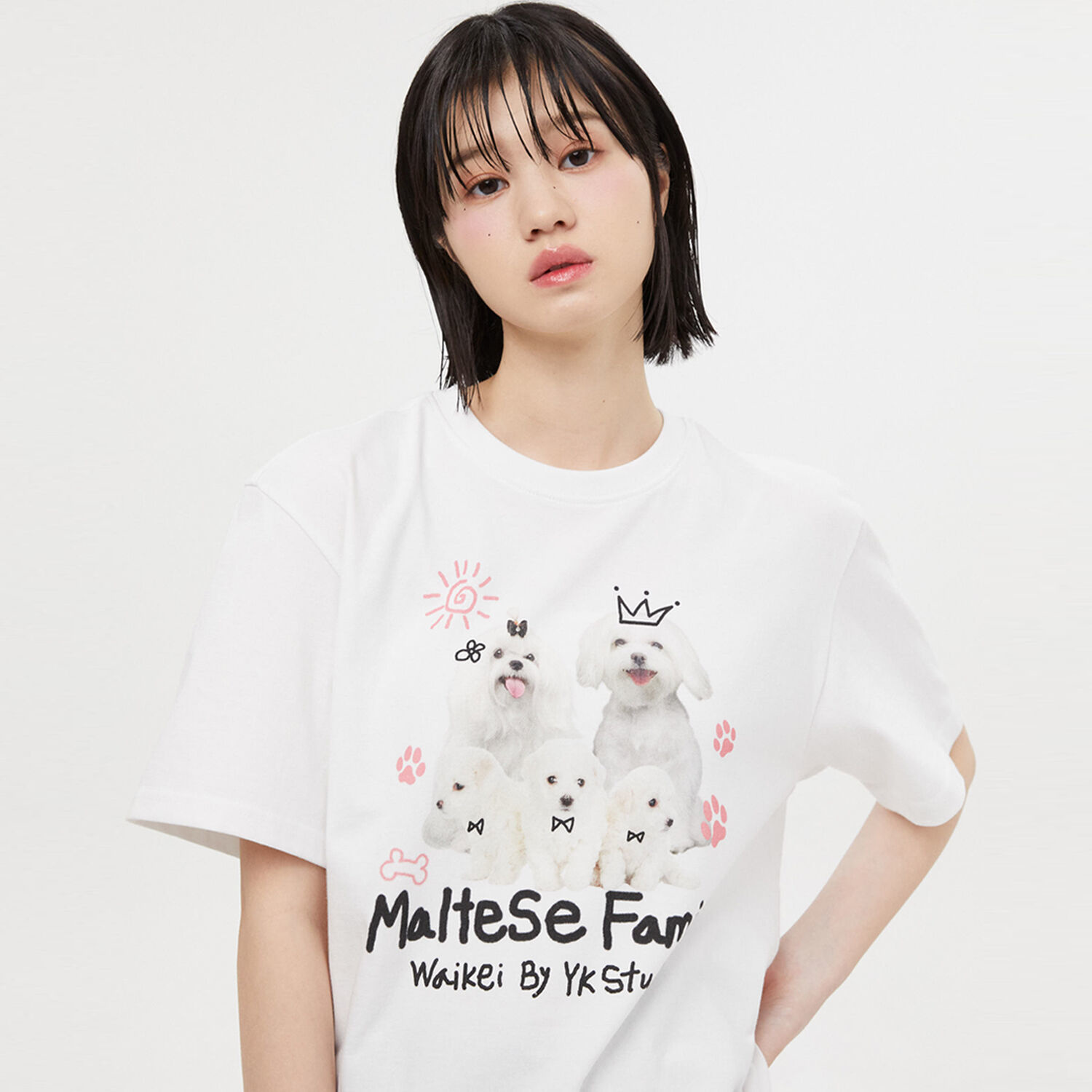 韓國WAIKEI - Maltese Family Short Sleeve T-shirt White