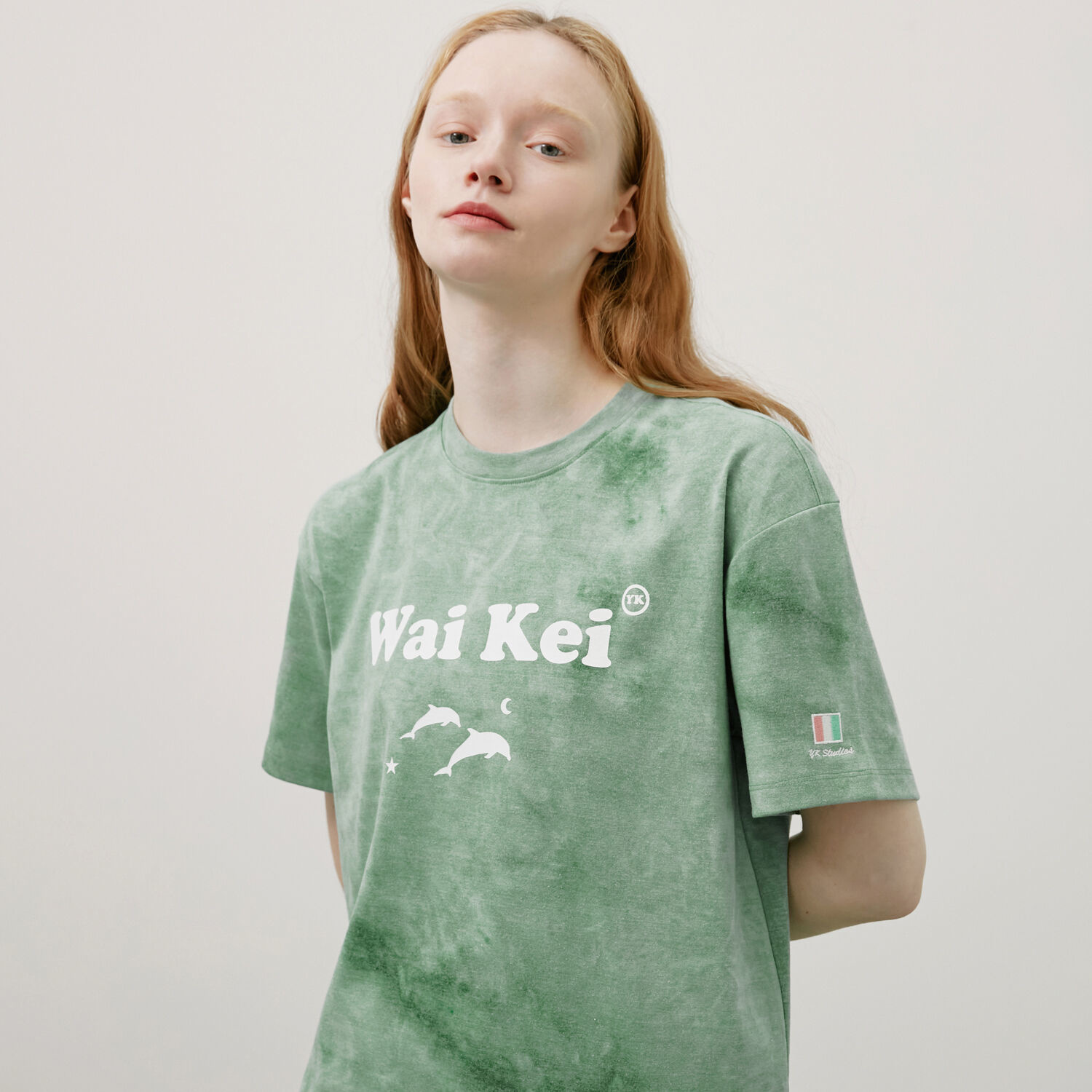 韓國WAIKEI - Logo Short Sleeve T-Shirt Tie Dye Green