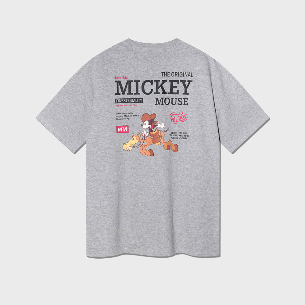[Lee x Disney] Cowboy Mickey Mouse Graphic T-Shirt Gray