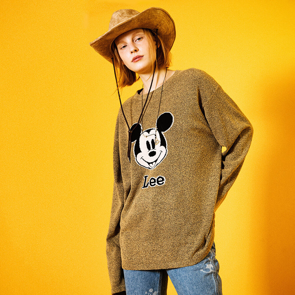 [Lee x Disney] Mickey Mouse Unisex Pullover Knit Gold