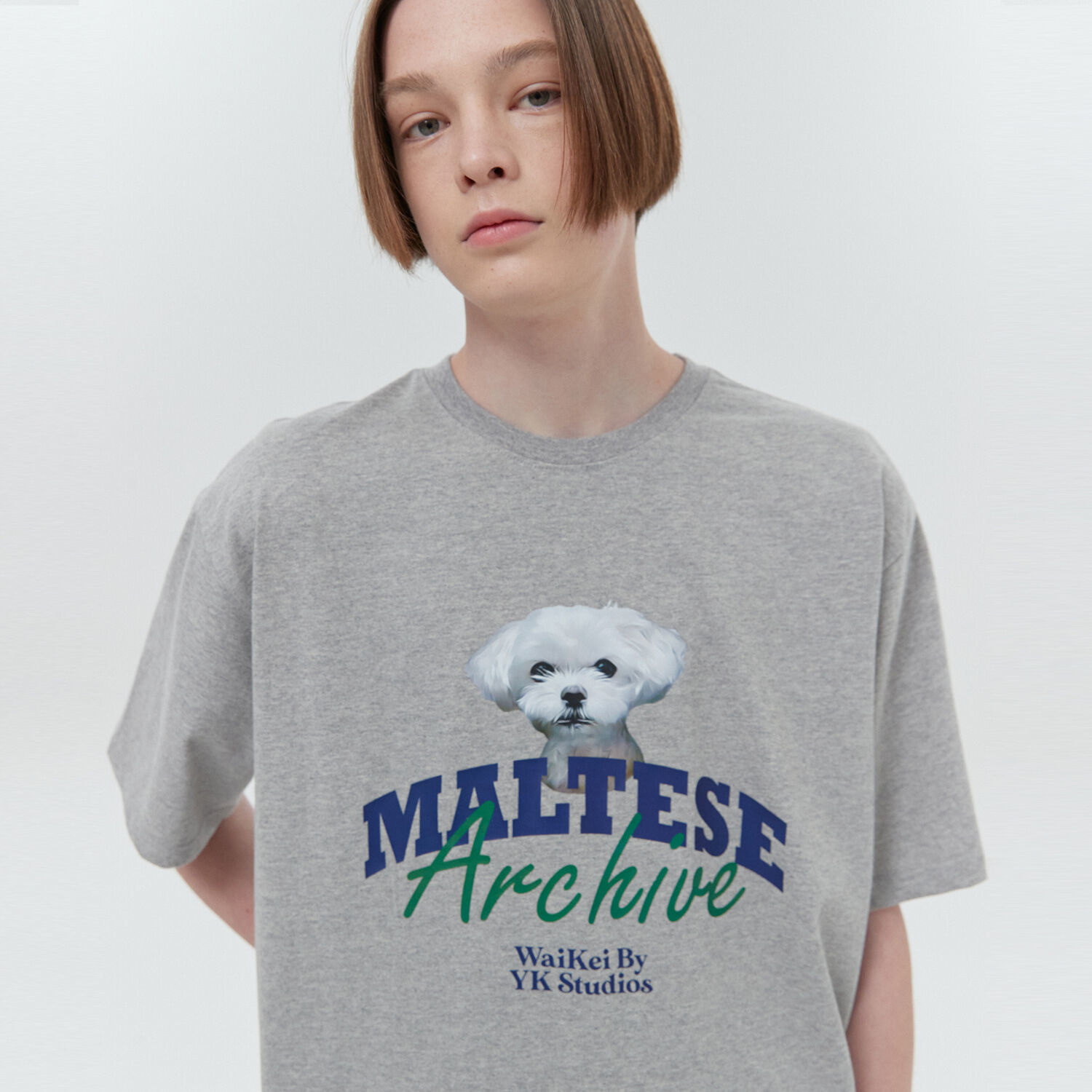 韓國WAIKEI - Maltese Captain Cloud Short Sleeve T-shirt Gray