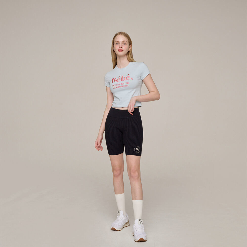 韓國NOIRNINE - Baby Crop Tees [BLUE]