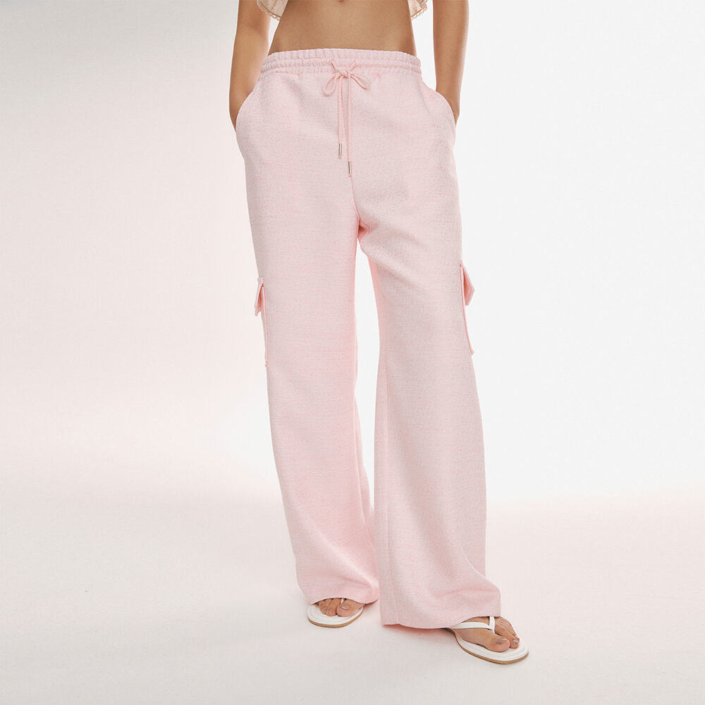 韓國NOIRNINE - Tweed Wide Cargo Pants [PINK]