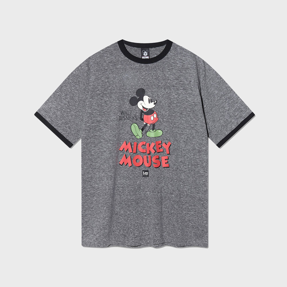 [Lee x Disney] Mickey Mouse Classic Graphic Ringer T-shirt Charcoal