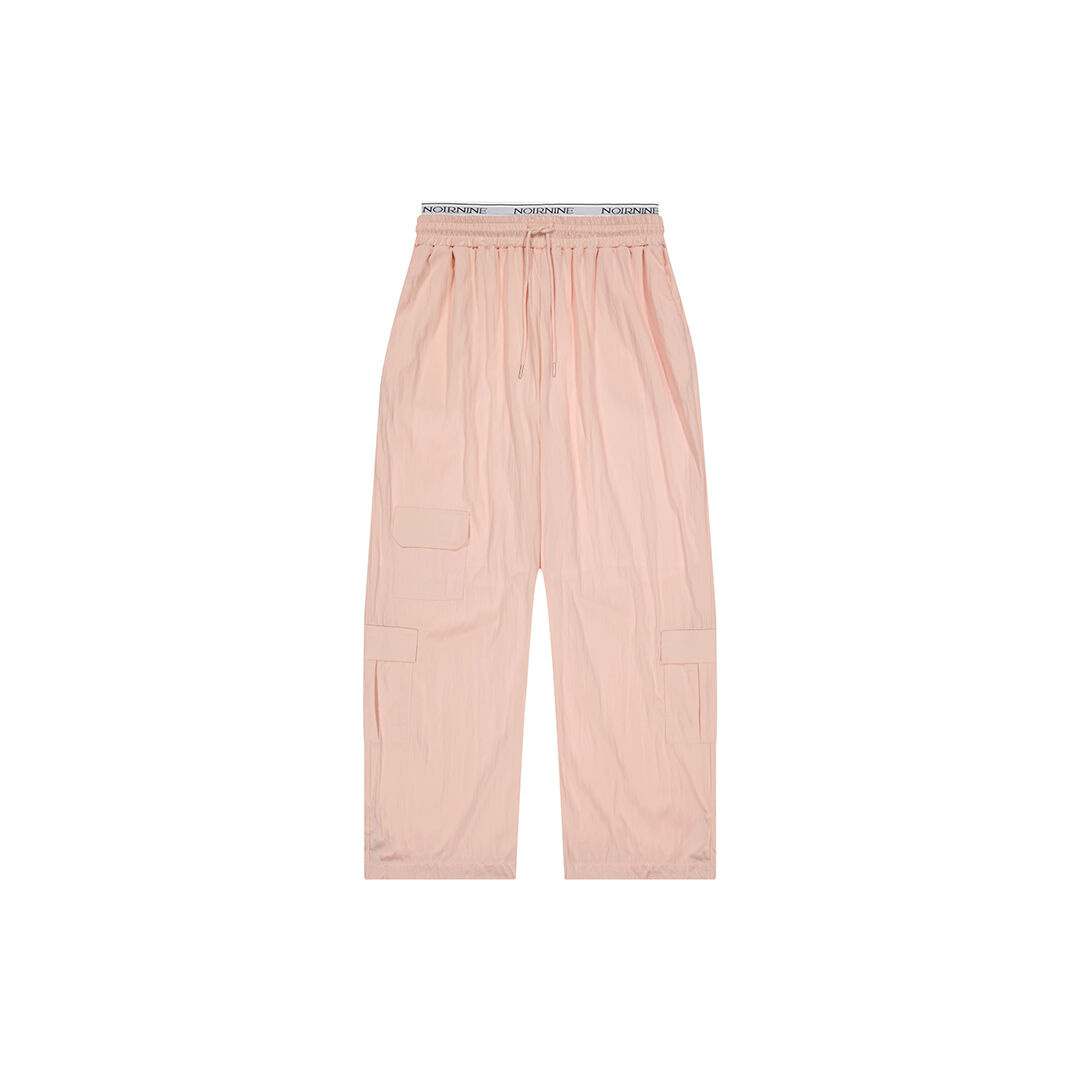 韓國NOIRNINE - UNISEX Logo Banding Wide Cargo Pants [PINK]