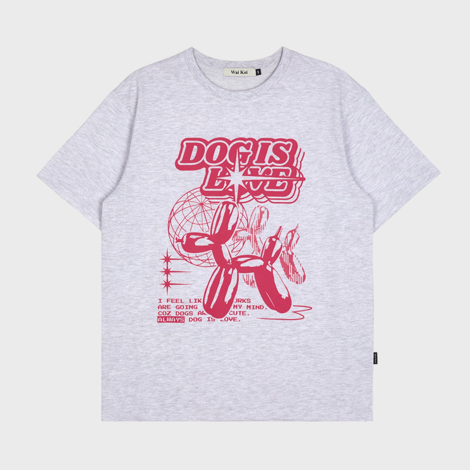 韓國WAIKEI - Magic Balloon Dog Short Sleeve T-shirt Pink