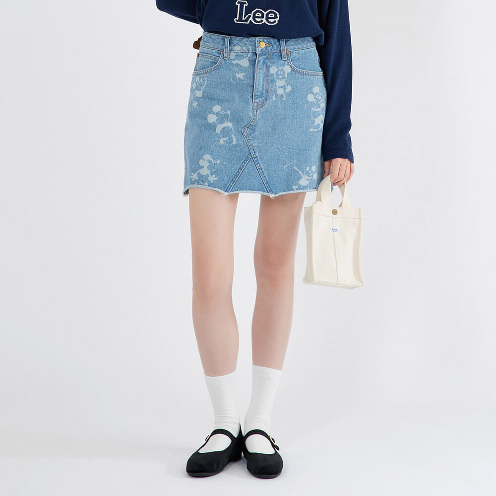 [Lee x Disney] Mickey Mouse Classic Denim Skirt Indigo Light
