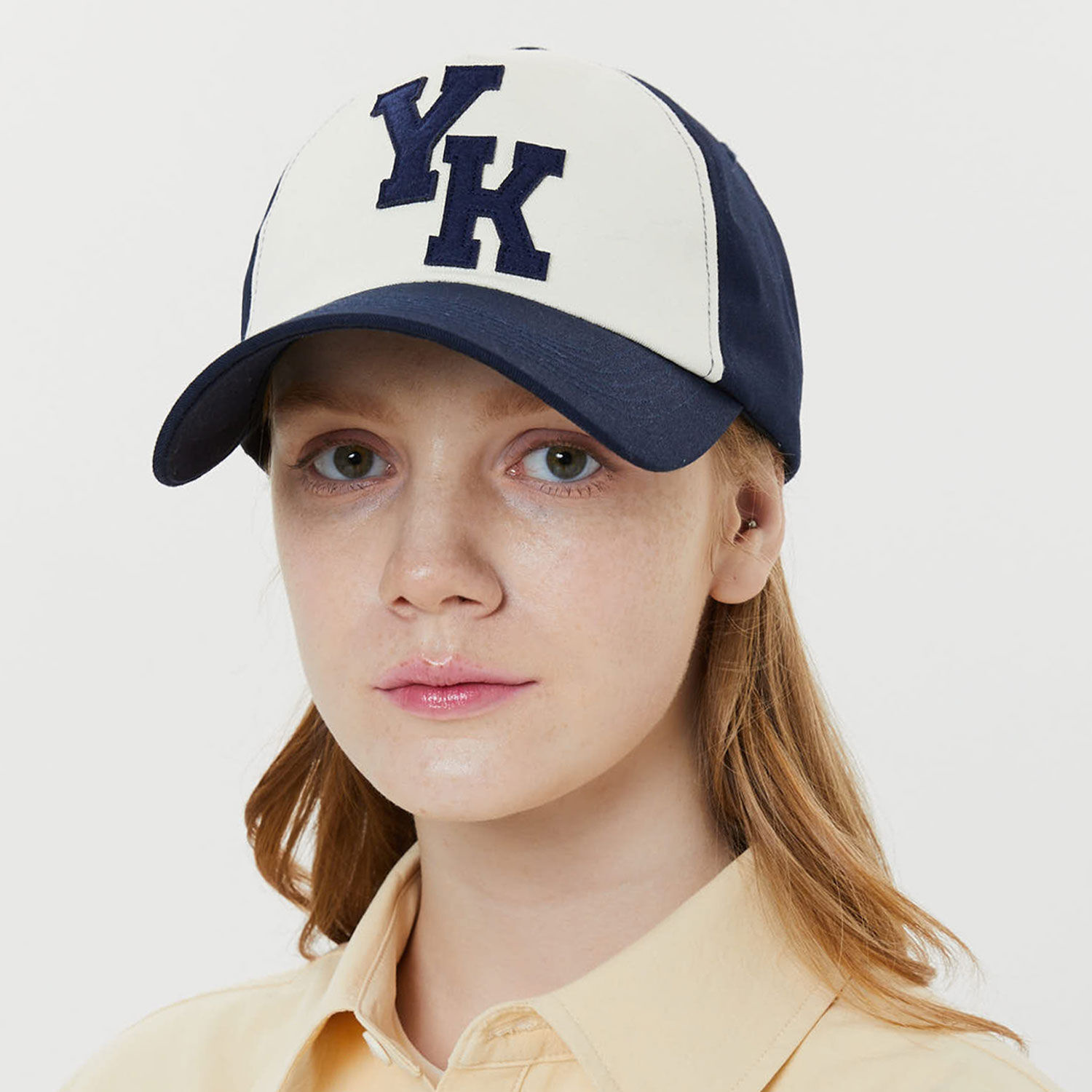 韓國WAIKEI - YK Applique Two-tone Ball Cap Navy