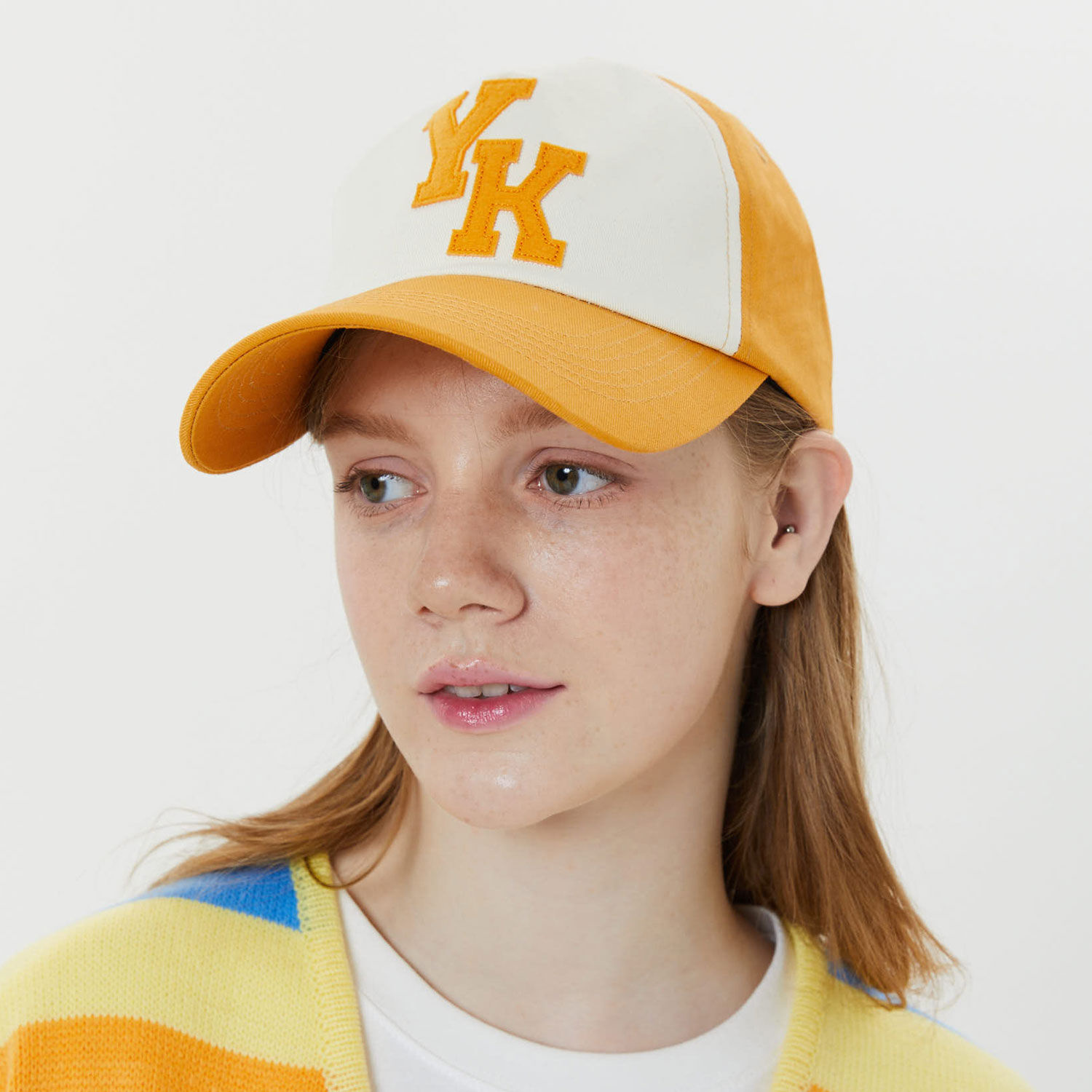 韓國WAIKEI  - YK Applique Two-tone Ball Cap Yellow