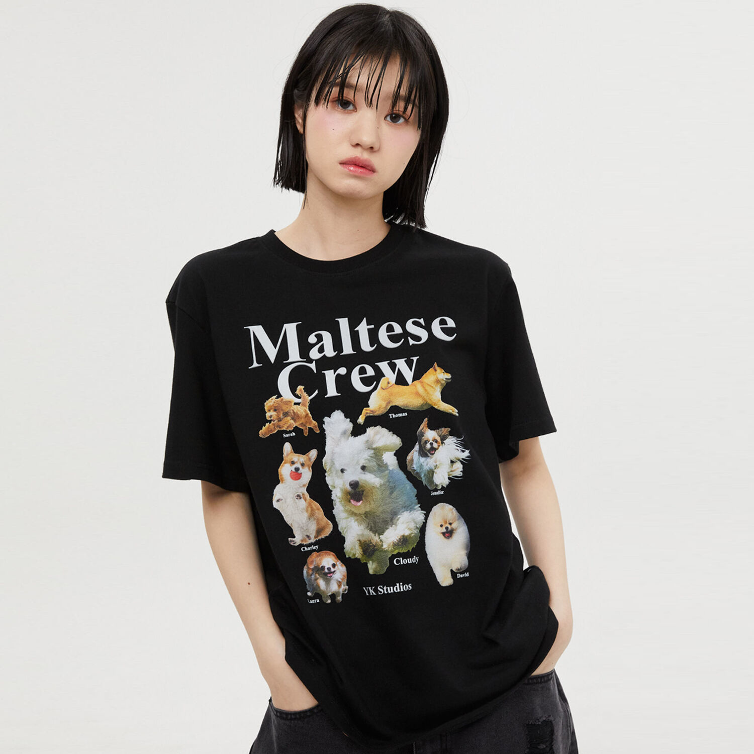 韓國WAIKEI - Maltese Crew Short Sleeve T-shirt Black