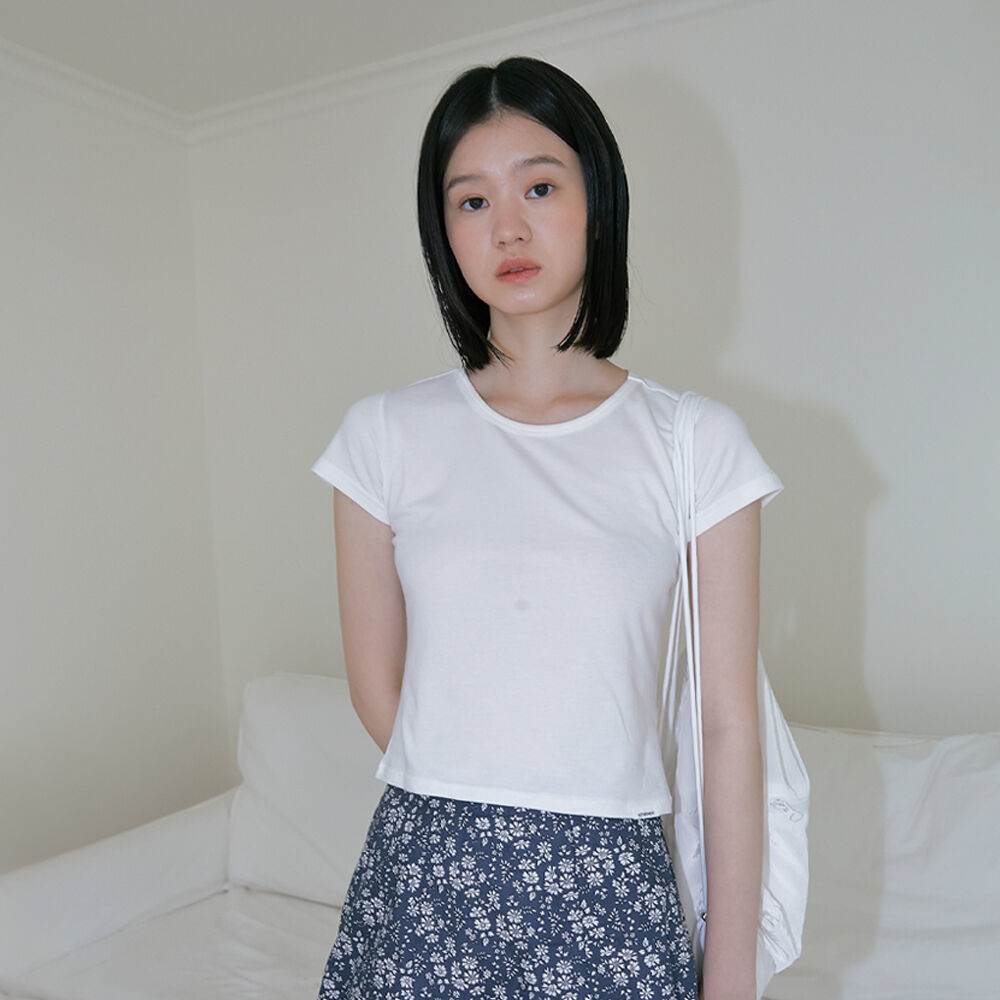 韓國HETHERMENT - Crop Madeleine T-shirt (White) 