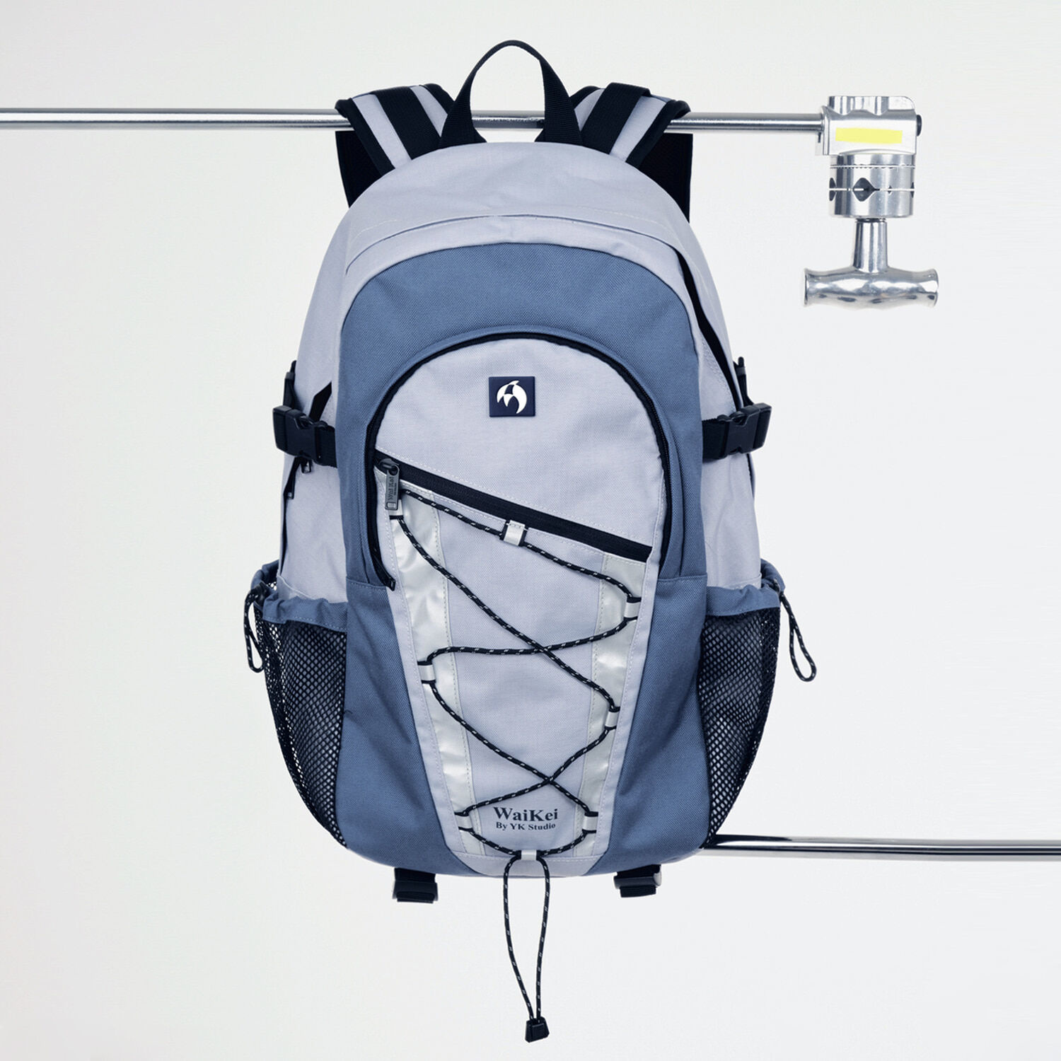 韓國WAIKEI - Reflective String Backpack Blue Gray