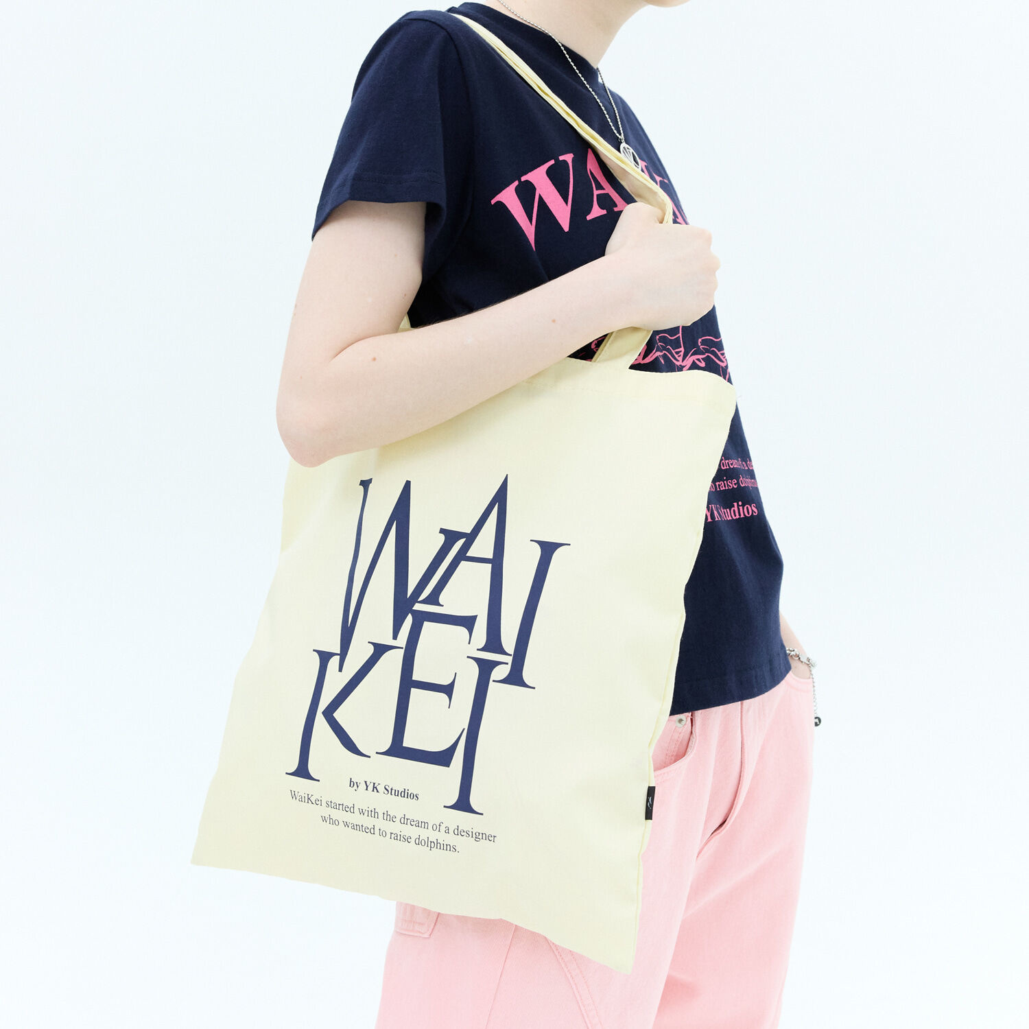 韓國WAIKEI  - Big Logo Eco Bag Cream