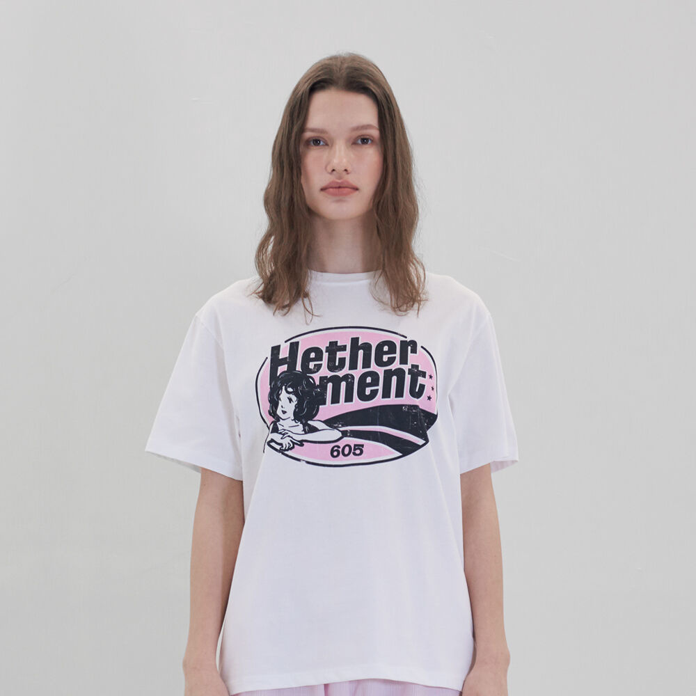 韓國HETHERMENT - Pink Hether T-shirt (White)