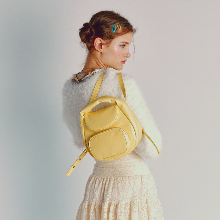 韓國SAMO ONDOH-Flap Mug Backpack S Crinkle Yellow