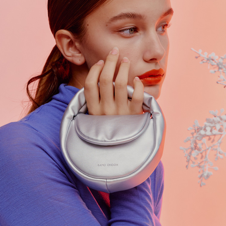 韓國SAMO ONDOH-Flap Mug Bag Mini Lambskin Silver