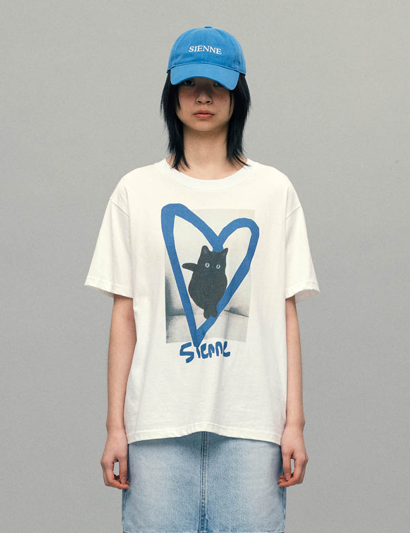 韓國SIENNE-Love Cat Graphic Top (White)