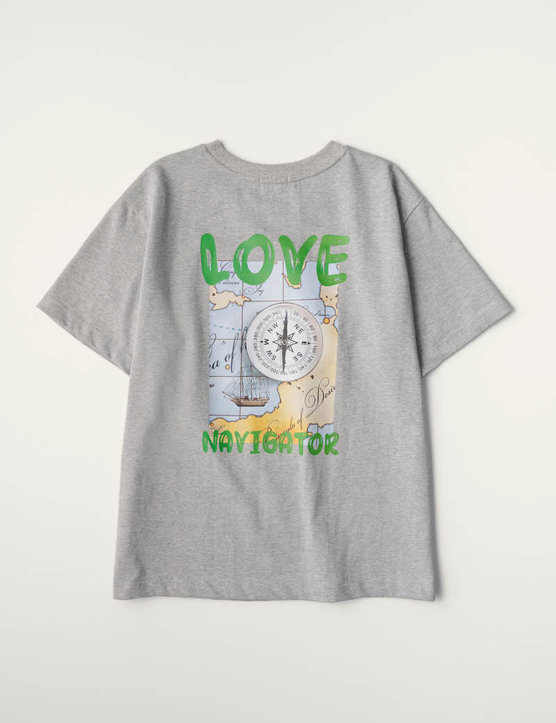 韓國SIENNE-Love Navigator Graphic Top (Grey)
