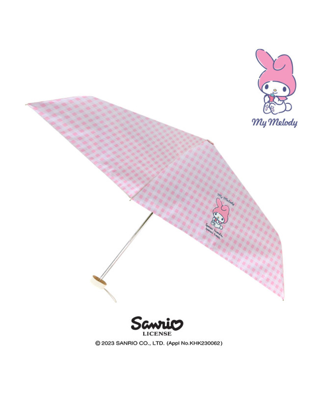 韓國SANRIO-平底50迷你格紋遮光五層傘 (My Melody)