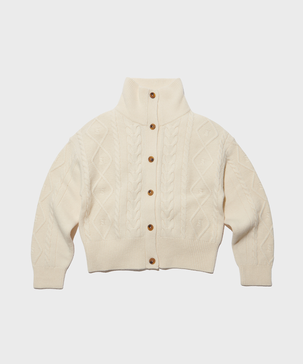 rockfish-weatherwear-[NEW 10%] WOOL CABLE KNIT CARDIGAN - IVORY