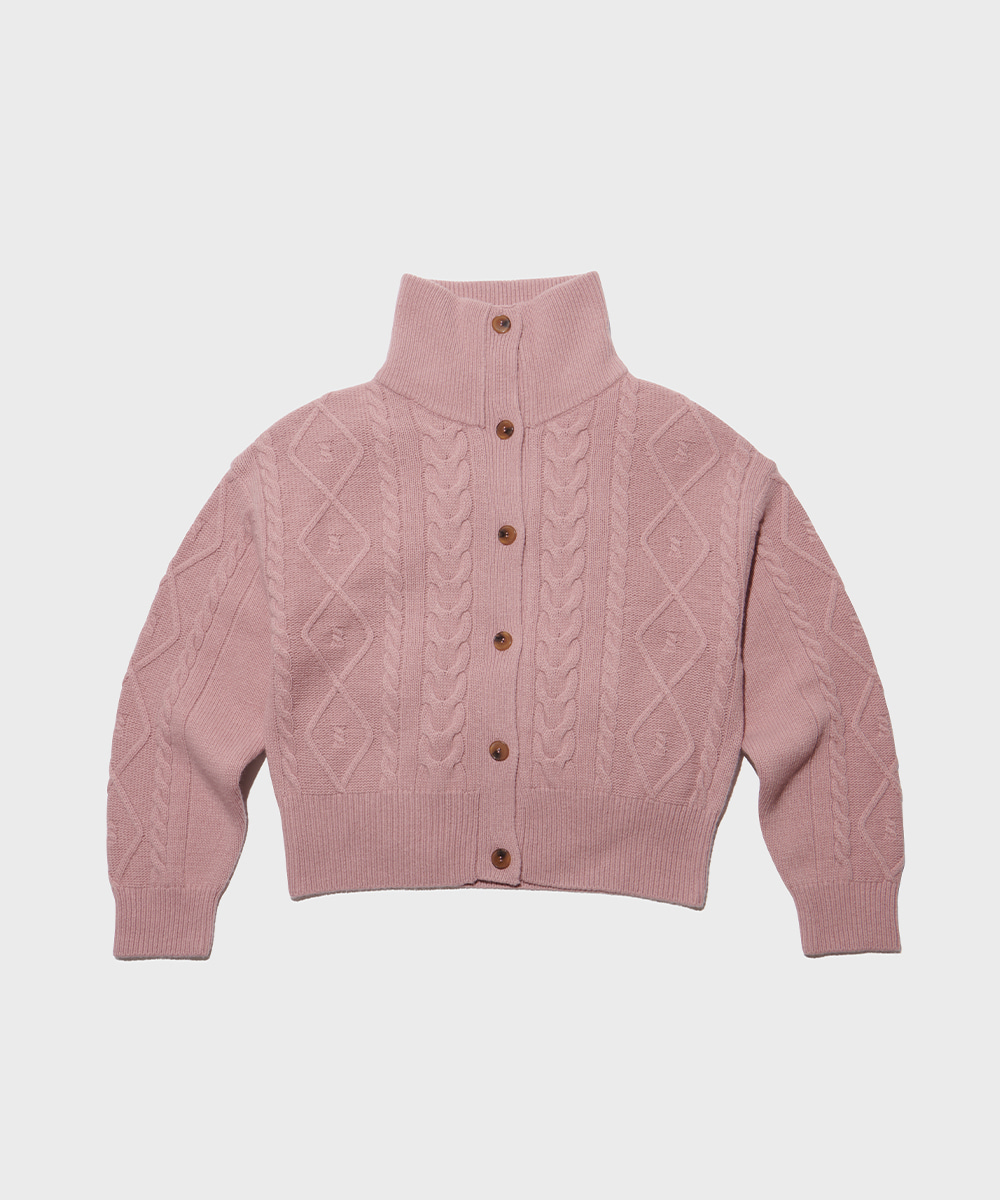 rockfish-weatherwear-[NEW 10%] WOOL CABLE KNIT CARDIGAN - RUST PINK