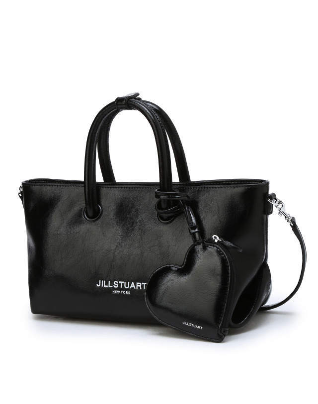 韓國 JILLSTUART - [24SS] [Paper Jelly] Black Glossy Cowhide Tote And Cross Bag