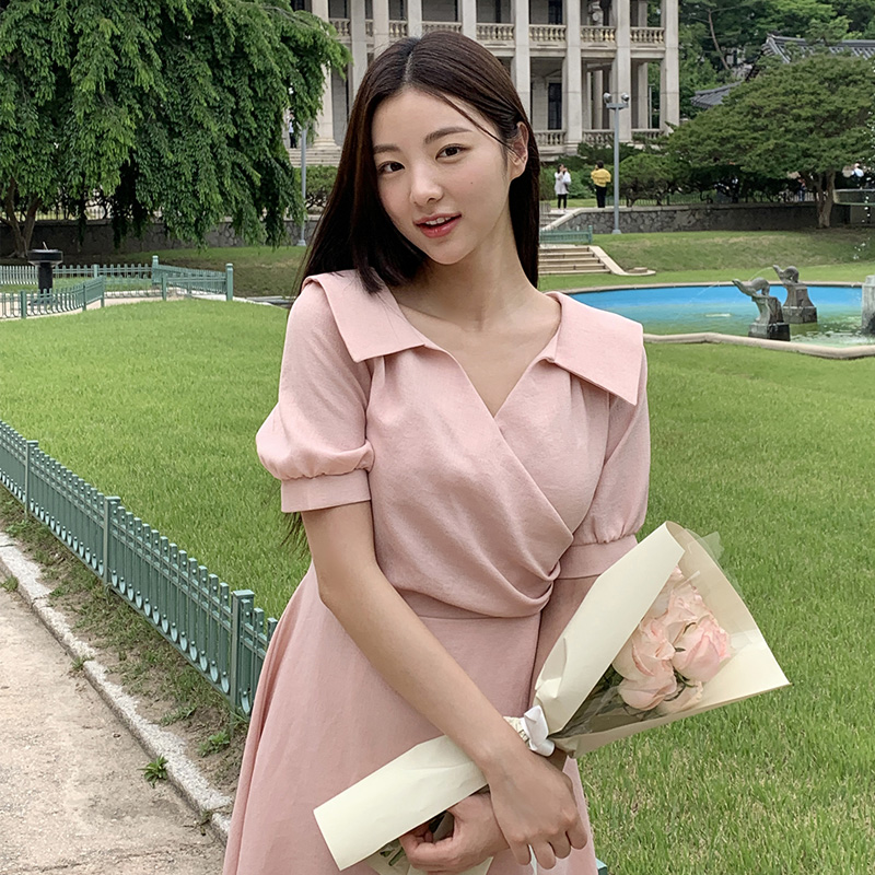 attrangs - 아뜨랑스 - (롱기장추가) 메이벨 셔링랩 반팔 원피스♡韓國女裝連身裙