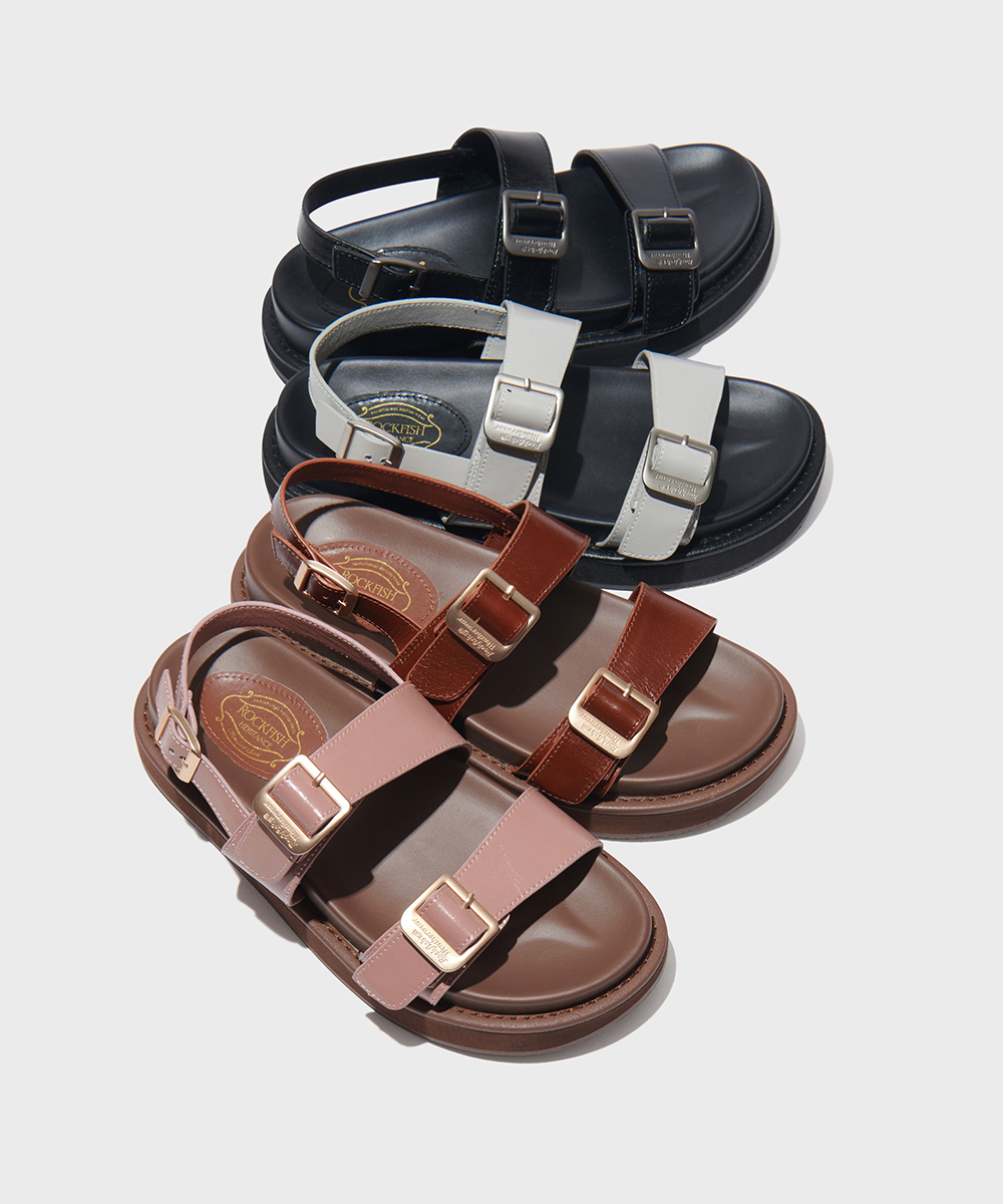 韓國 Rockfish Weatherwear - TWO STRAP LEATHER SANDALS - 4color