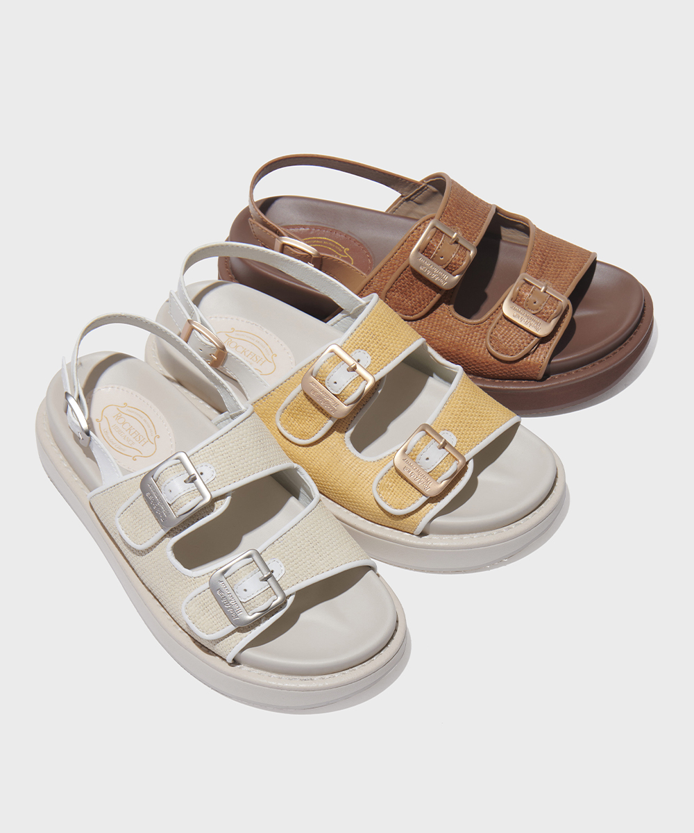 韓國 Rockfish Weatherwear - TWO STRAP RATTAN SANDALS - 3 colors