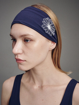 韓國 Mardi Mercredi ACTIF - BEURRE ULTIMATE COMFORT WIDE HEADBAND THEFLOWER_NAVY IVORY 