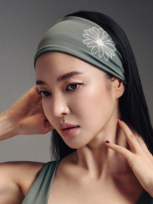 韓國 Mardi Mercredi ACTIF - BEURRE ULTIMATE COMFORT WIDE HEADBAND THEFLOWER_KHAKI IVORY 