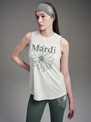 韓國 Mardi Mercredi ACTIF - AIRLIFT SLEEVELESS TANK TOP FLOWERMARDI_CREAM KHAKI