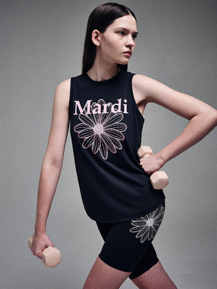 韓國 Mardi Mercredi ACTIF - AIRLIFT SLEEVELESS TANK TOP FLOWERMARDI_BLACK PINK