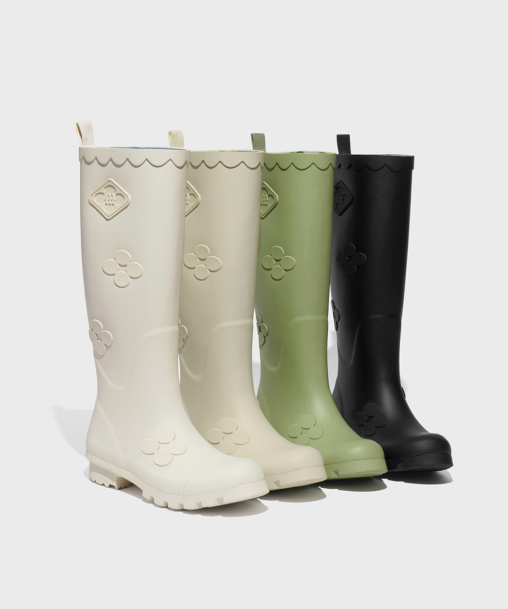 韓國 Rockfish Weatherwear X MINJUKIM FLORAL PATCH RAINBOOTS LONG - 4color [18/06 依序出貨] 
