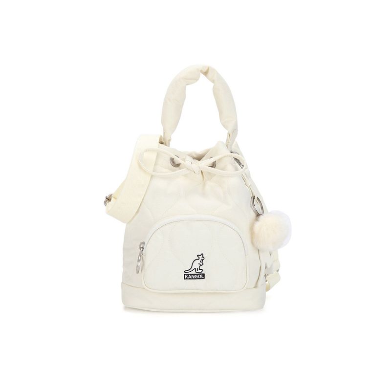 韓國 KANGOL - Quilt Bucket Bag 3921 Ivory