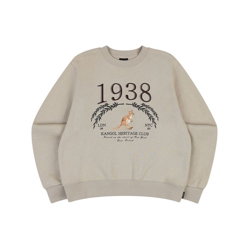 韓國 KANGOL - Women’s Fleece Laurel Sweat 1770 Beige