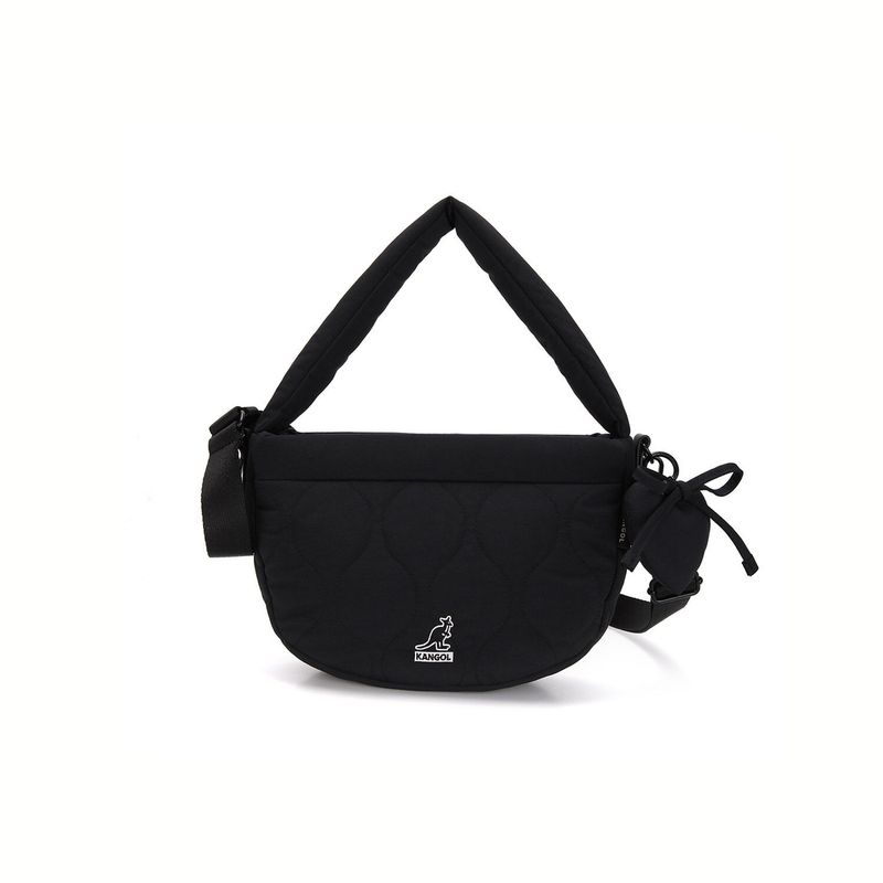 韓國 KANGOL - WH Quilt Round Crossbody Bag 3328 Black
