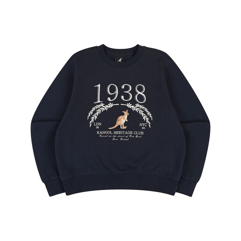 韓國 KANGOL - Women’s Fleece Laurel Sweat 1770 Navy